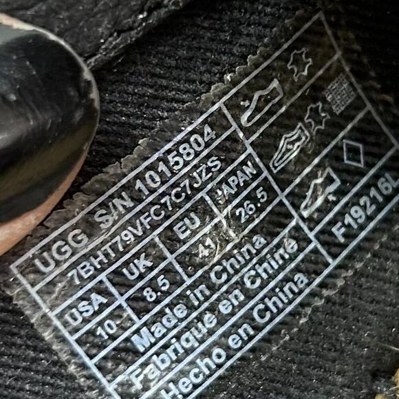 UGG Neutral Black Fleece Leather Sandrinne II Snake Espadrille Loafer 10 1015804 - Picture 9 of 9